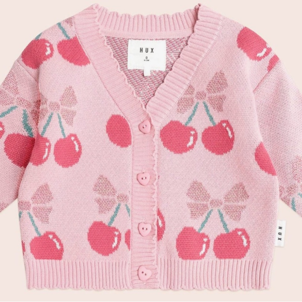 NTW Outfit Set: Cherry Pie Knit Cardigan Sweater and Rib Leggings